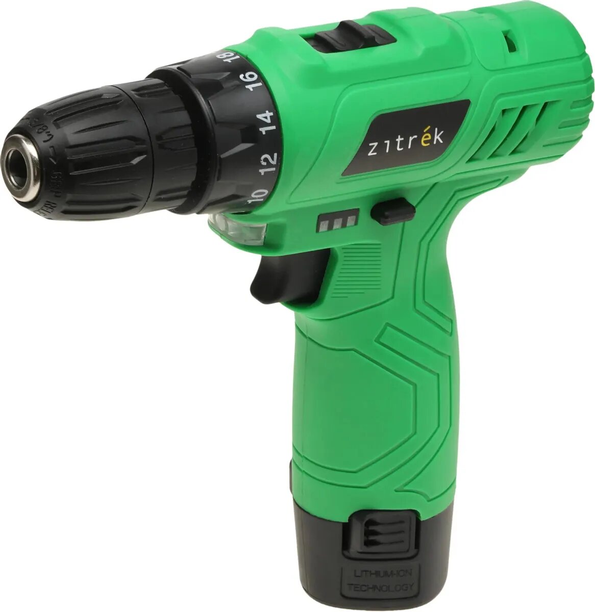 Дрель-шуруповерт ZITREK Green 12-Li-ion, 1.5Ач, с одним аккумулятором [063-4041]