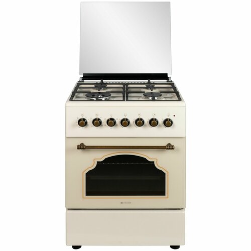 Плита газовая кухонная AXELDORF FG 061 RETRO , 60см, электродуховка , газ-контроль, чугунные решетки , электроподжиг