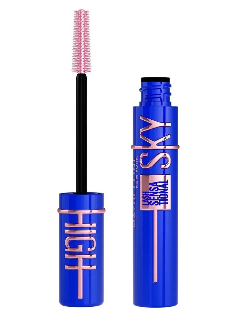 Maybelline New York Тушь для ресниц Lash Sensational Sky High Blue Mist, синяя удлиняющая объёмная,