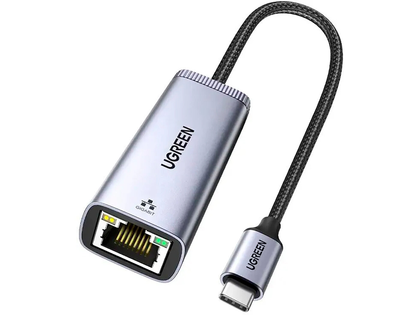 Сетевой адаптер UGREEN CM483, USB Type-C на RJ-45 (1Gb), Серый 40322_