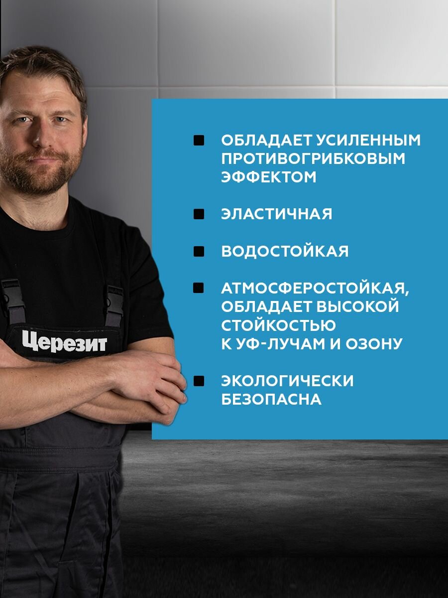 Герметик-затирка силиконовая противогрибковая Церезит / Ceresit CS 25 №16 графит 280 мл — фото 1