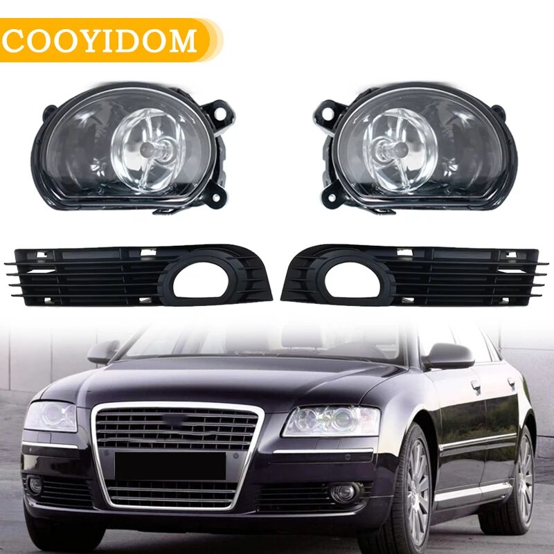 Для Audi A8 D3 2005-2007 автомобильный передний бампер противотуманная фара решетка противотуманной фары в сборе автомобильные аксессуары 4E0941699A 4E0941700A, Left and Right — фото 1