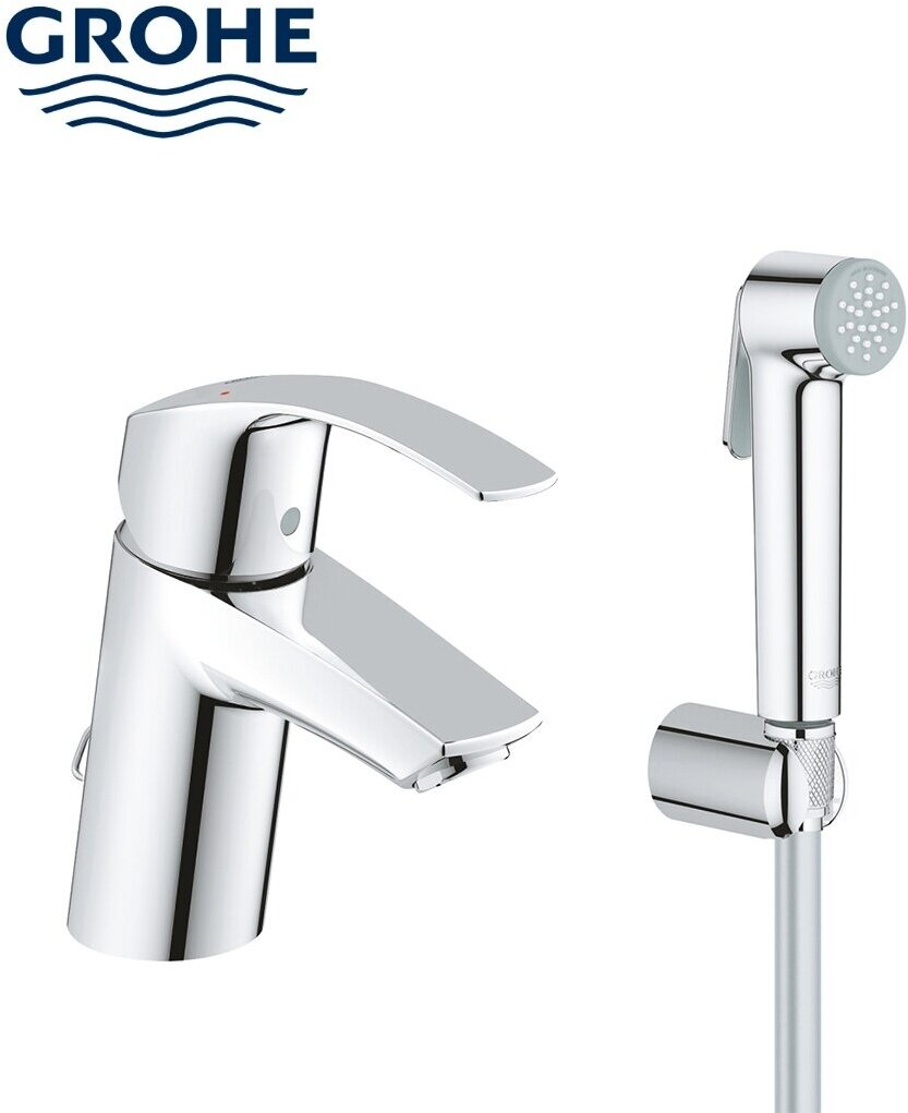 GROHE Eurosmart 23124002 - Смеситель для раковины с гигиеническим душем (хром)