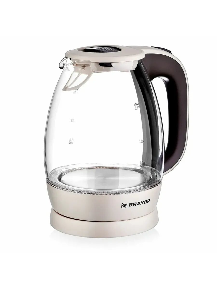 чайник BRAYER BR1045BN 2200Вт 1,8л стекло бежевый - фото №2