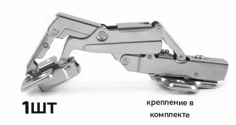 Петля с углом открывания 165(1 штука) для накладных дверок с доводчиком (диаметр чашечки 35 мм)