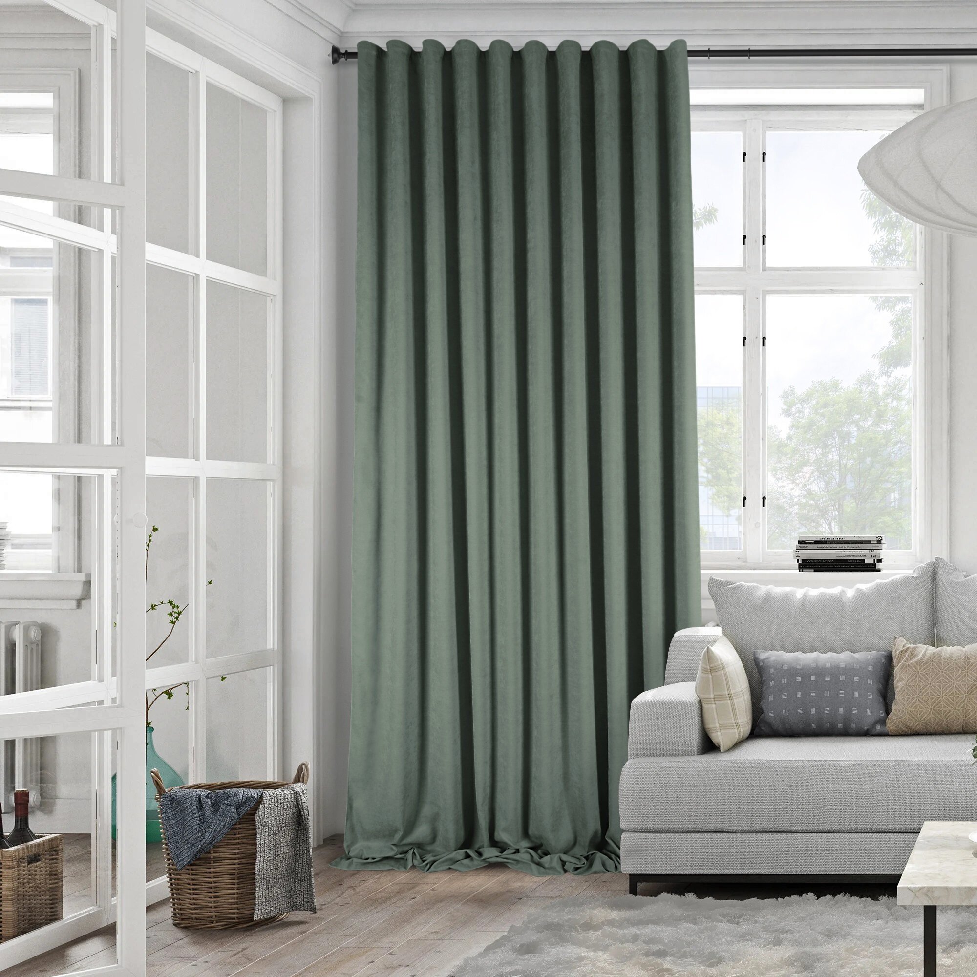 Штора на ленте со скрытыми петлями Kreaforta Рим 200x310 см цвет оливковый