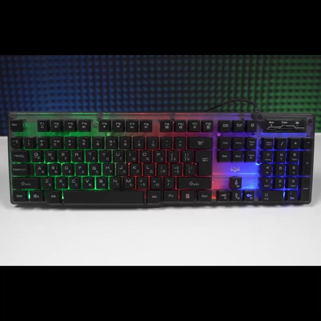 Игровая клавиатура KB-G8500 (104 кл, 12 Fn функций, прозрач. корп, подсв, мет. основание ) — фото 1