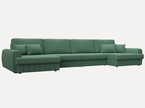 Изображение товара Диван П-образный Лига-057 НПБ Лонг, 8-местный, размер: 433х162см, спальное место: 160х194см, рогожка, Амур 11 зеленый