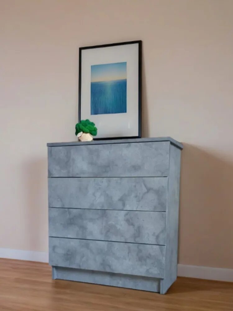 Комод для одежды деревянный универсальный 4 ящика 67х33х75 см Мари бетон темный (ароза)