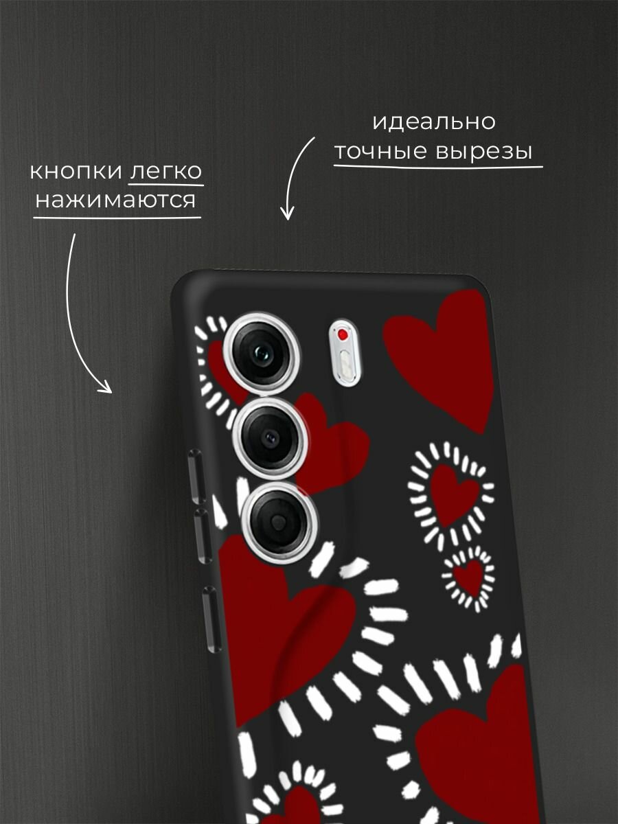 Чехол на Tecno Camon 40 Pro 5G / Текно Камон 40 Про 5G c принтом Бордовые сердца 2 — фото 1
