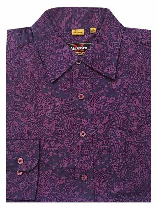 Рубашка Maestro, размер 50/L/170-178/43 ворот, фиолетовый