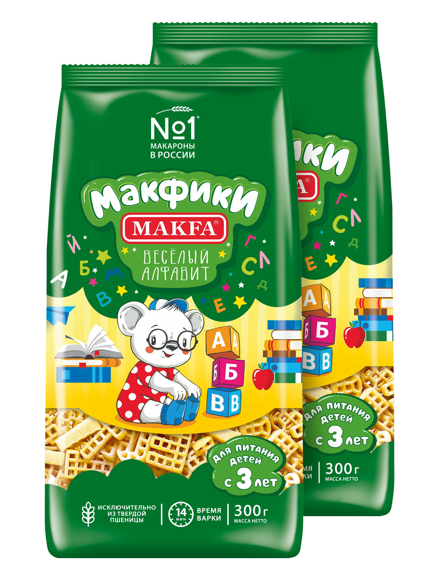 Макароны Макфики Веселый алфавит, 300 г по 2 шт