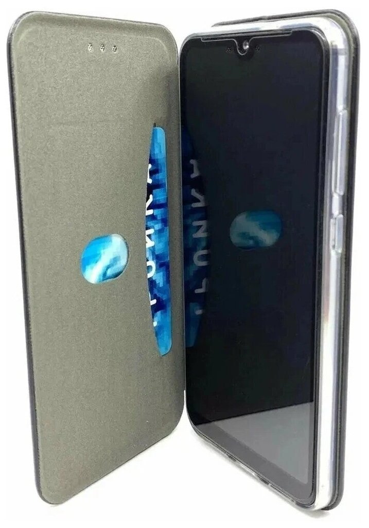 Чехол книжка синий для Samsung Galaxy A02S c магнитом подставкой и отделением для карт