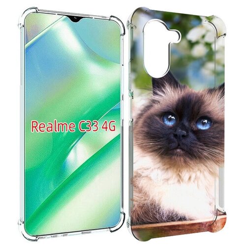 Чехол MyPads порода кошка Бирман для Realme C33 4G задняя-панель-накладка-бампер