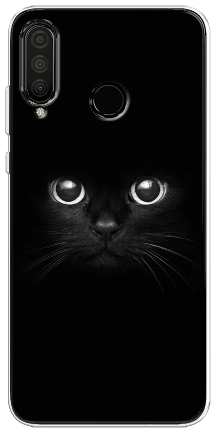 Силиконовый чехол на Huawei P30 Lite/Honor 20S/20 Lite (2020) / Хуавей P30 Лайт Взгляд черной кошки