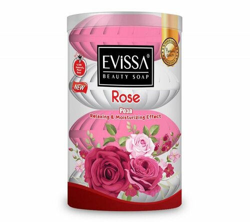 EVISSA мыло туалетное натуральное Роза 110гр*4 шт/Турция