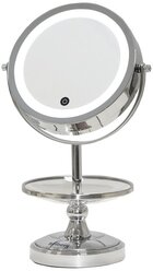 Зеркало косметическое настольное Belberg BZ-01 с подсветкой серебристый