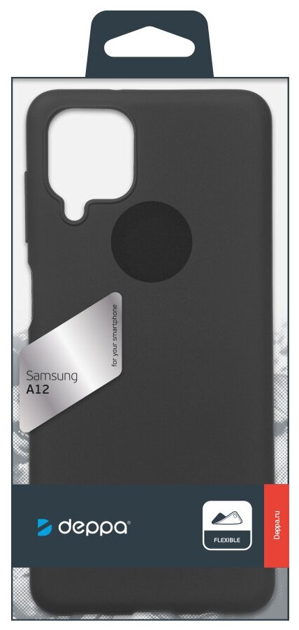 Чехол (клип-кейс) DEPPA Gel color case, для Samsung Galaxy A12, черный [87839] - фото №4