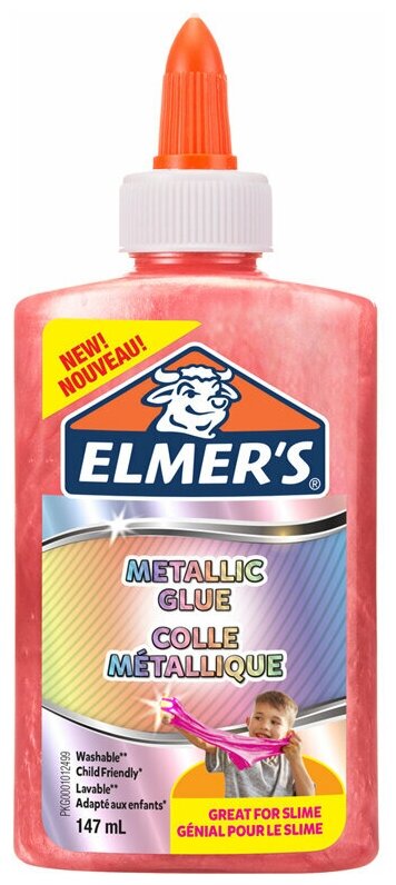 Elmers Клей канцелярский Metallic Glue 147 мл, для слаймов, розовый, металлик