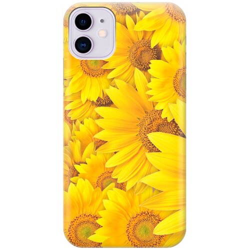 фото Ультратонкий силиконовый чехол-накладка для apple iphone 11 с принтом "море подсолнухов" gosso