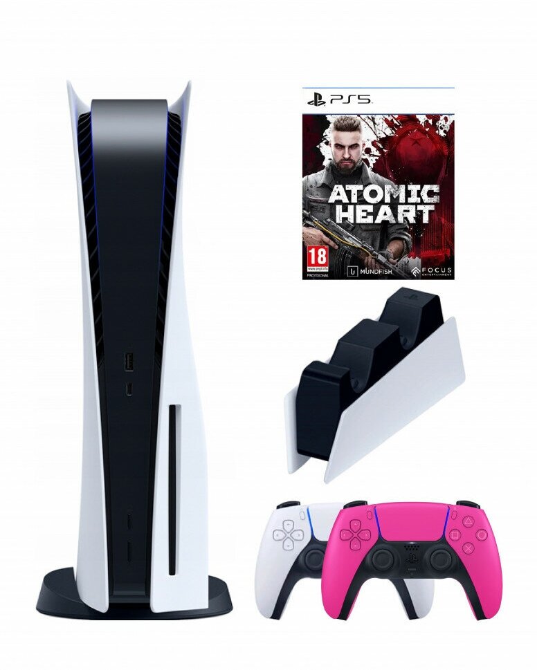 Игровая приставка Sony PlayStation 5 (3-ревизия)+2-й геймпад(розовый)+зарядное+Атомик, 825 ГБ