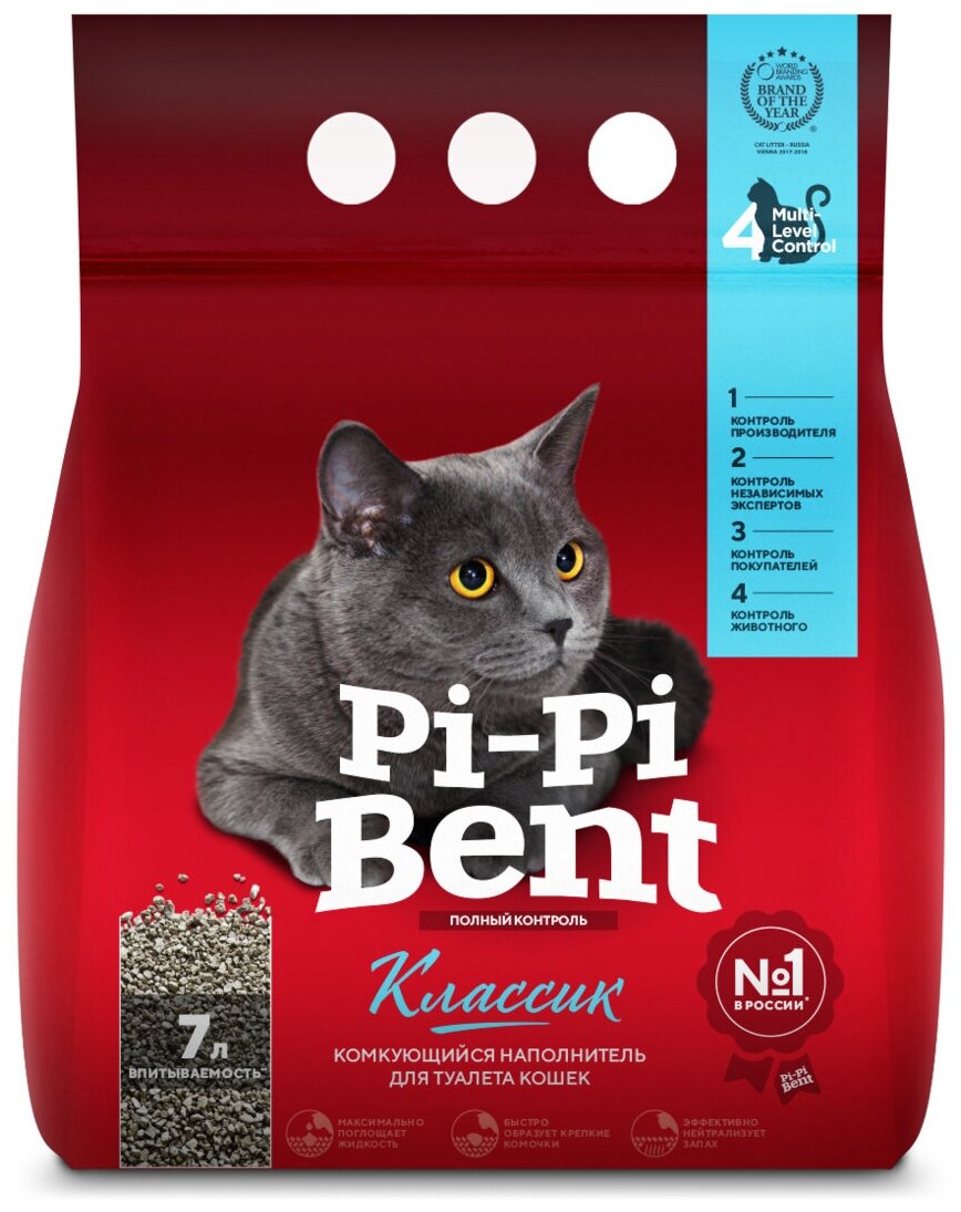 Наполнитель Pi-Pi-Bent Классик для кошек, комкующийся, 7 л, 3 кг