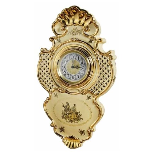 AMANTE CREMA Часы настенные 32хН56 см, керамика, цвет кремовый, декор золото