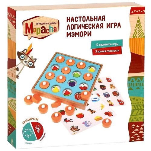 фото Настольные игры. mapacha. логическая игра на тренировку памяти мэмори: 3 уровня сложности, 12 игр (6 карточек). арт. 76844.