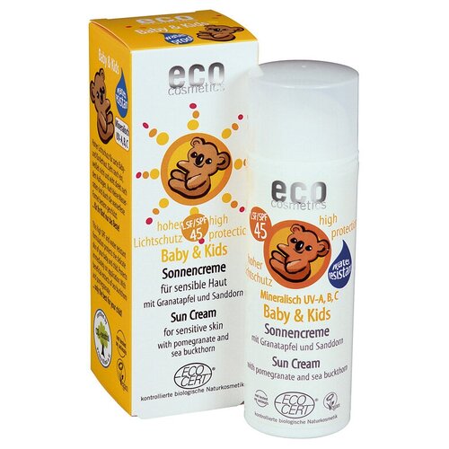 ECO Cosmetics ECO Cosmetics Детский водостойкий крем для загара SPF 45, 50 мл eco baby care protect минеральный солнцезащитный крем 100 мл eco baby elifexir