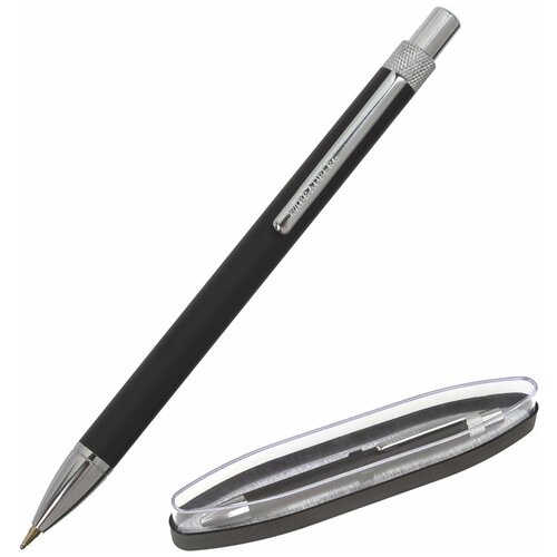 Ручка подарочная шариковая BRAUBERG Allegro, синяя, корпус черный с хромированными деталями, линия письма 0,5 мм, 143491 В комплекте: 1шт.