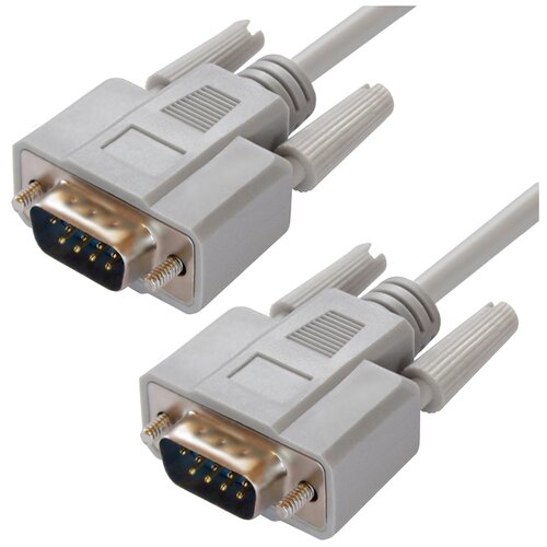 адаптер переходник gcr gcr db9lnc 1 0m 1 0m серый db9 rs 232 rj45 9f 8p8c 30awg Кабель GCR RS-232 DB9 (m) - RS-232 DB9 (m) (GCR-DB9CM), 10 м, 1 шт., серый