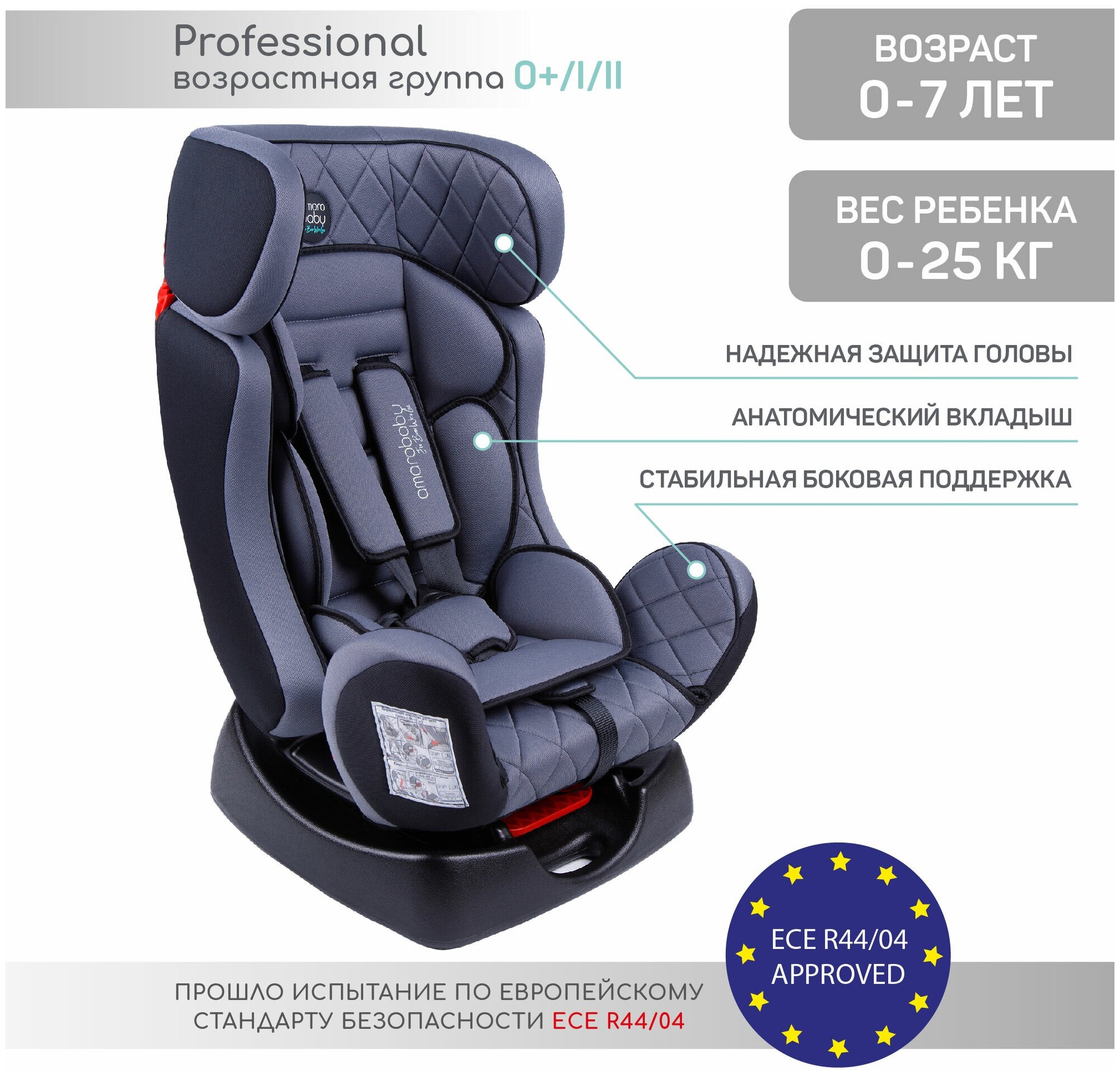 Автокресло группа 0/1/2 (до 25 кг) Amarobaby Professional