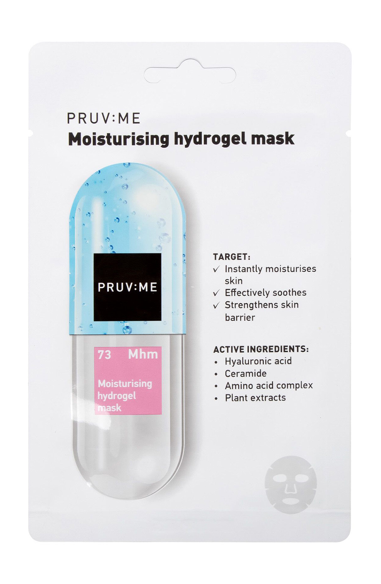 PRUV: ME Mhm 73 Moisturising hydrogel mask Маска для лица гидрогелевая увлажняющая 23 г