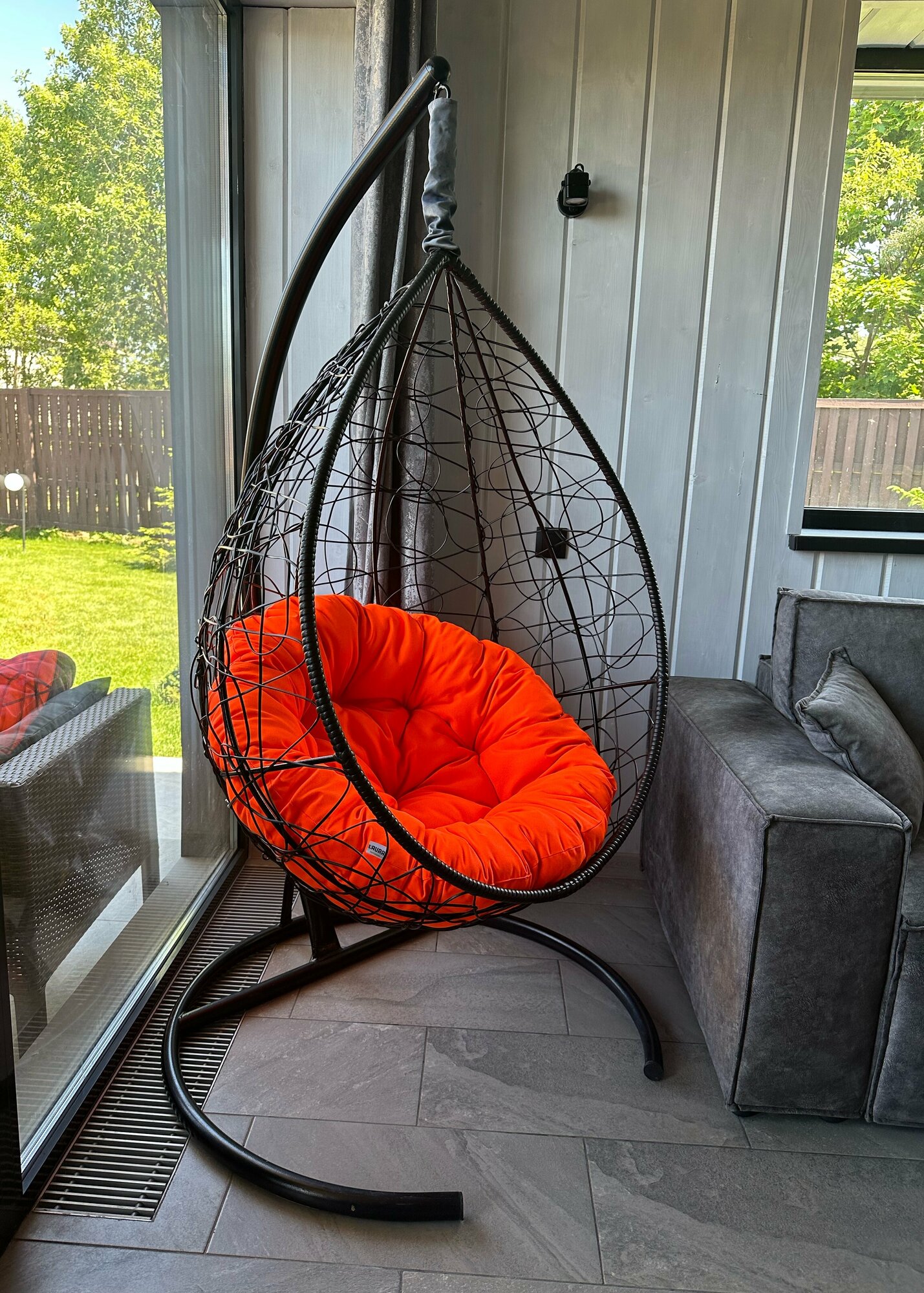 Подушка для подвесного кресла круглая 110 см Оранжевый - фотография № 3