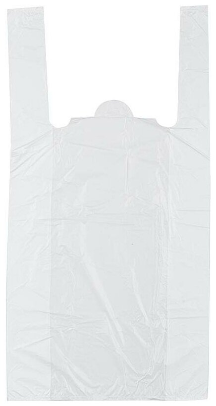 Пакет-майка Знак качества ПНД 15 мкм белый (28+13x57 см, 100 штук в упаковке) - фотография № 1