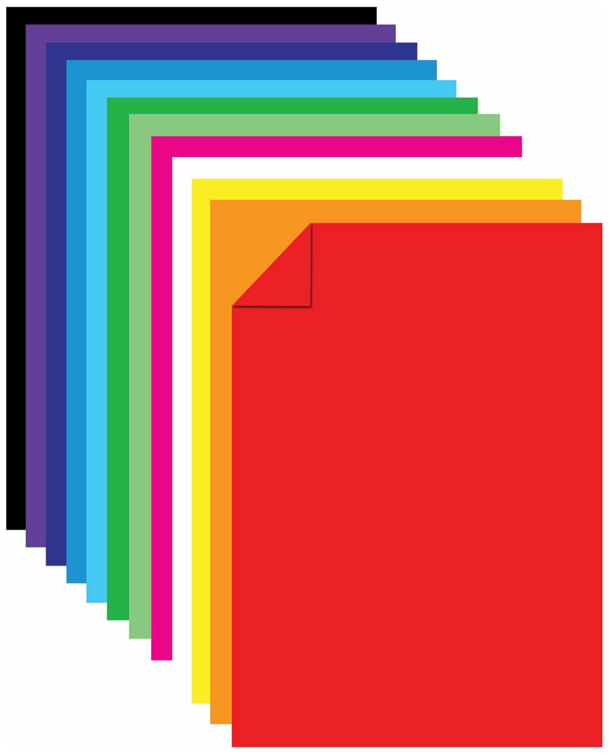 Цветной картон А4, тонированный В массе, 48 листов, 12 цветов, склейка, 180 г/м2, юнландия, 210х297 мм, 129877