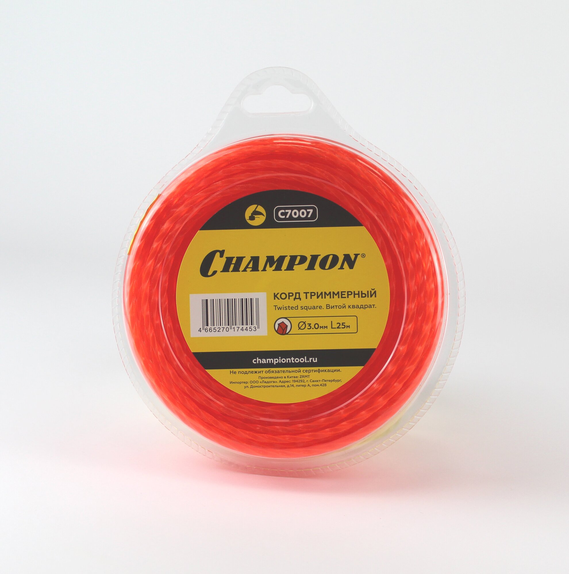 Триммерная леска Champion C7007 Twisted Square 3.0мм* 25м