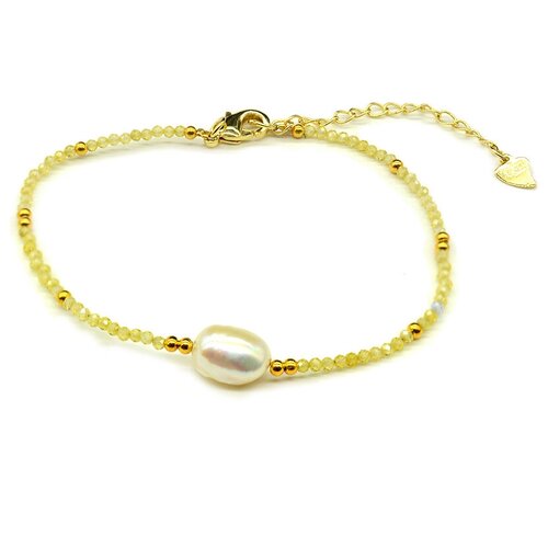 фото Браслет-цепочка радуга камня, фианит, искусственный камень, размер 20 см, мультиколор, желтый