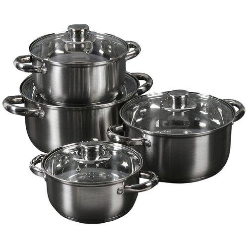 фото Набор кастрюль доляна гретте 4097389, 8 пр. серебристый
