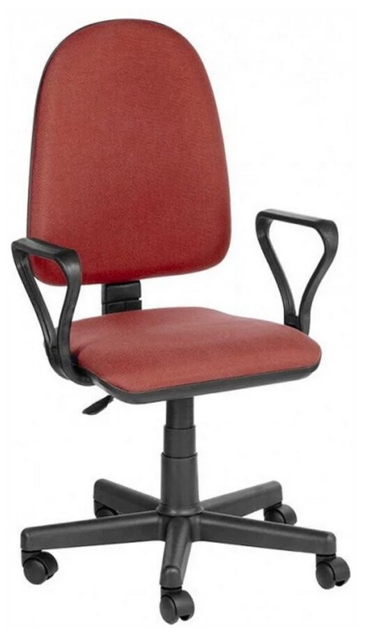 Кресло Офисное Престиж С Подлок Самба Ткань В-9 Красный С Черной Нитью Нагрузка до 90кг Мебельком .