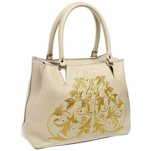 фото Сумка кожаная «ренессанс» 1032/62026-25, бежевый /золото горлица.арт