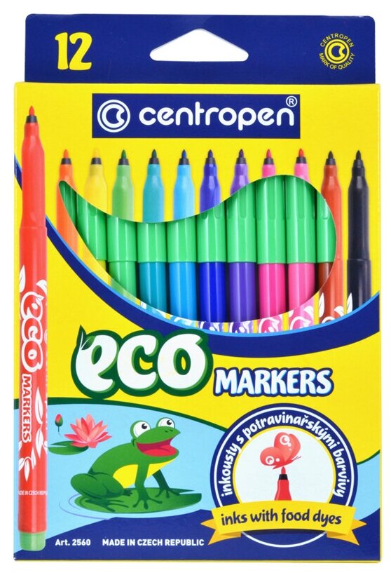 Фломастеры Centropen Eco Tri 12 цветов из пищевых красителей - фото №1