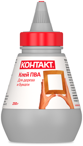 <b>Клей</b> ПВА Контакт 12054 <b>Клей</b> универсальный Контакт ПВА 250 гКлей изготовлен на водной основе, без исп