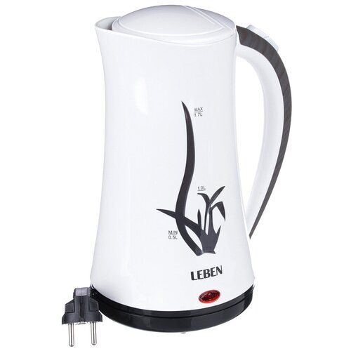 Чайник Leben 291-077, белый/черный чайник электрический с подсветкой