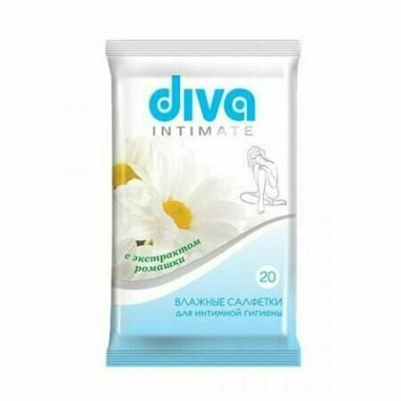 DIVA Влажные салфетки для интимной гигиены с экстрактом ромашки 20 шт.