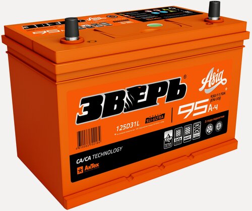 Изображение товара Аккумулятор зверь ASIA 95 А/ч прямой L+ 306x175x225 D31 EN 930 А зверь арт. ZVKA 95-3-L