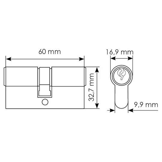 Цилиндр ключевой MORELLI 60C PC, ключ-ключ, хром - фото №6