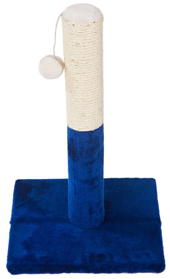 Когтеточка-столбик 30х30х43 см, с игрушкой, синий - фотография № 4
