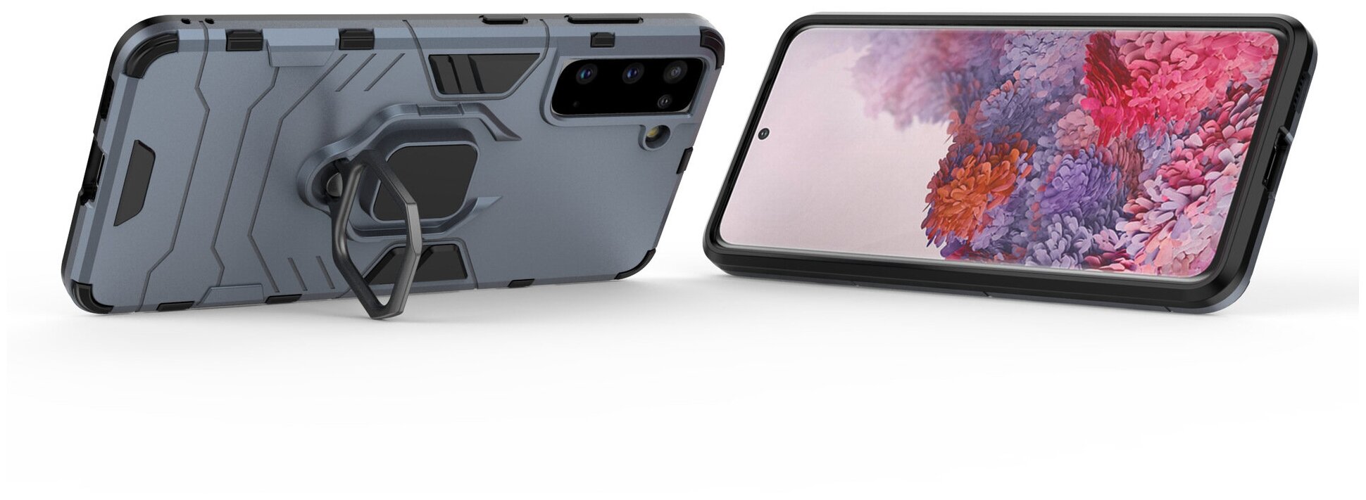 Чехол-бампер MyPads для Samsung Galaxy S21 (SM-G991) противоударный усиленный ударопрочный синий — фото 1