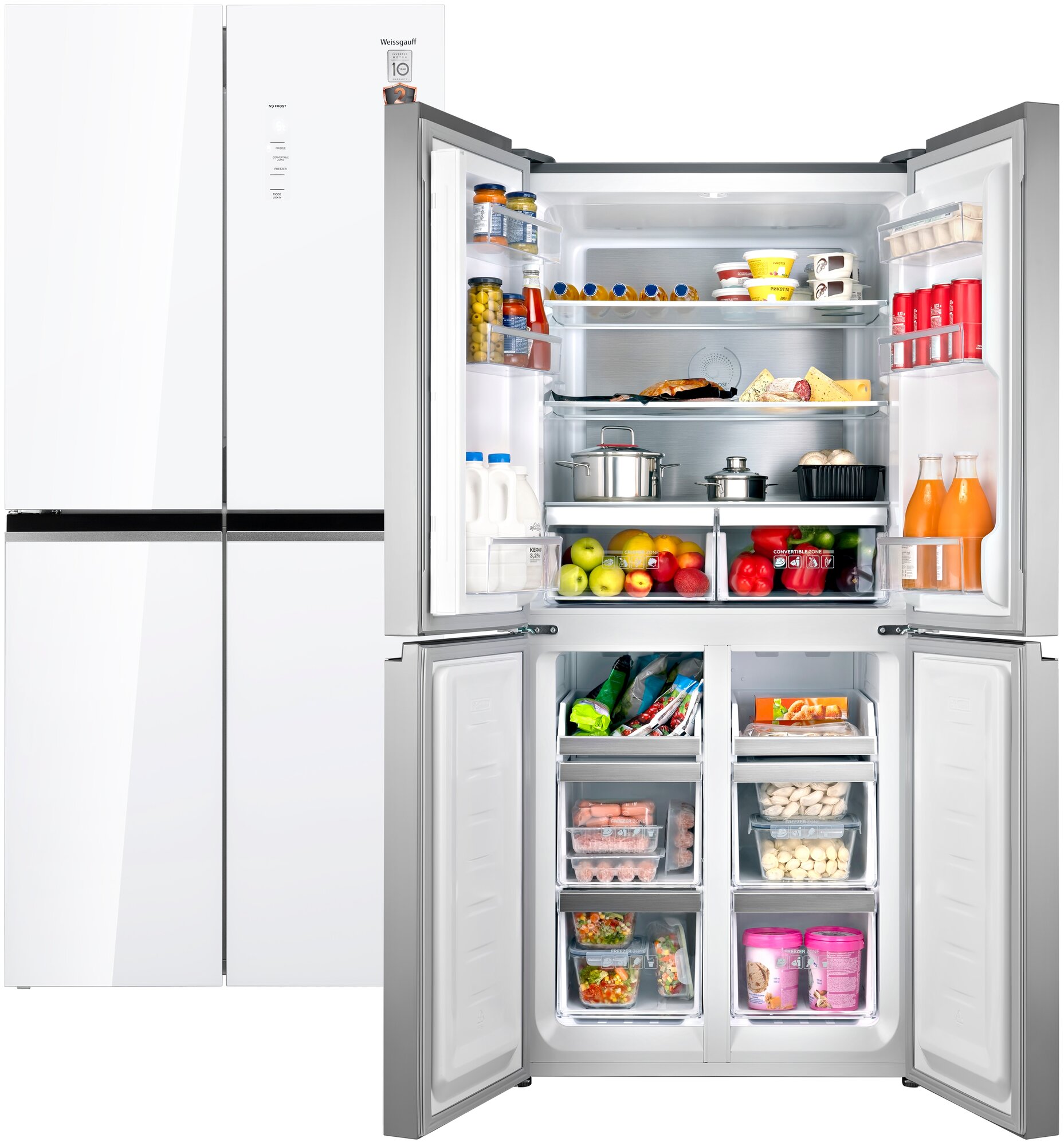 Отдельностоящий холодильник с инвертором Weissgauff WCD 486 NFW - фотография № 8